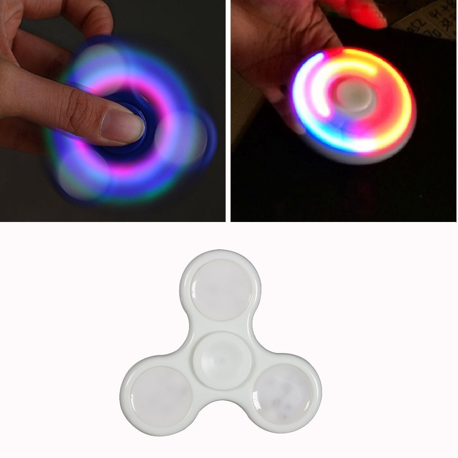 New LED Light Up Hand Spinner Tri Fidget Toy 24 