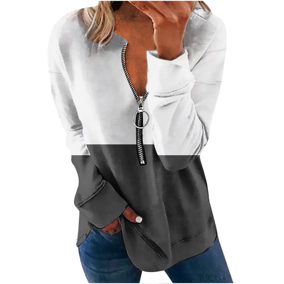 Yuzhih Sweatshirts for Women Long Sleeve Half Zip Pullover Hoodie Casual Baggy Tops Fall Sweatshirts