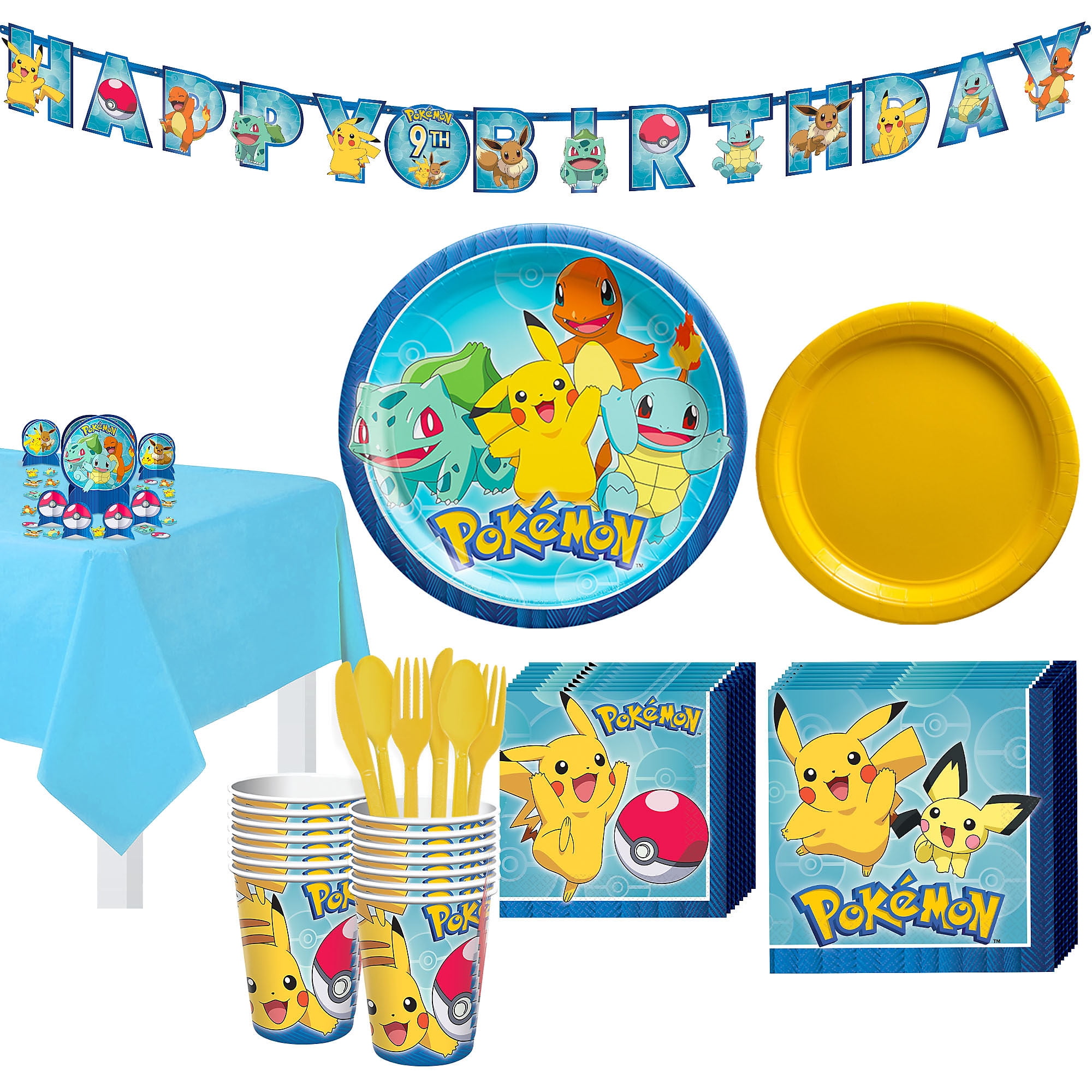 Party City Pokémon Classic Birthday Party Tableware Supplies for 16