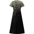 thumbnail image 5 of QJUHUNG Robe Midi Formelle pour Femmes Soirée Été Col en V Manches Courtes T-Shirt Soirée Invité de Mariage Style Asymétrique B-8 Cocktail Gris_i L, 5 of 5