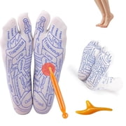 Foot Reflexology Socks and Massage Tool Kit - Trigger Point Acupressure Therapy Socks for Heel Pain, Arch Support & Circulation Relief