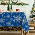 thumbnail image 3 of Christmas Tablecloth 60×60 Inch Square, Simple Snow Stick Figure Blue Washable Table Cover for Party Picnic Dinner Decor, 3 of 6