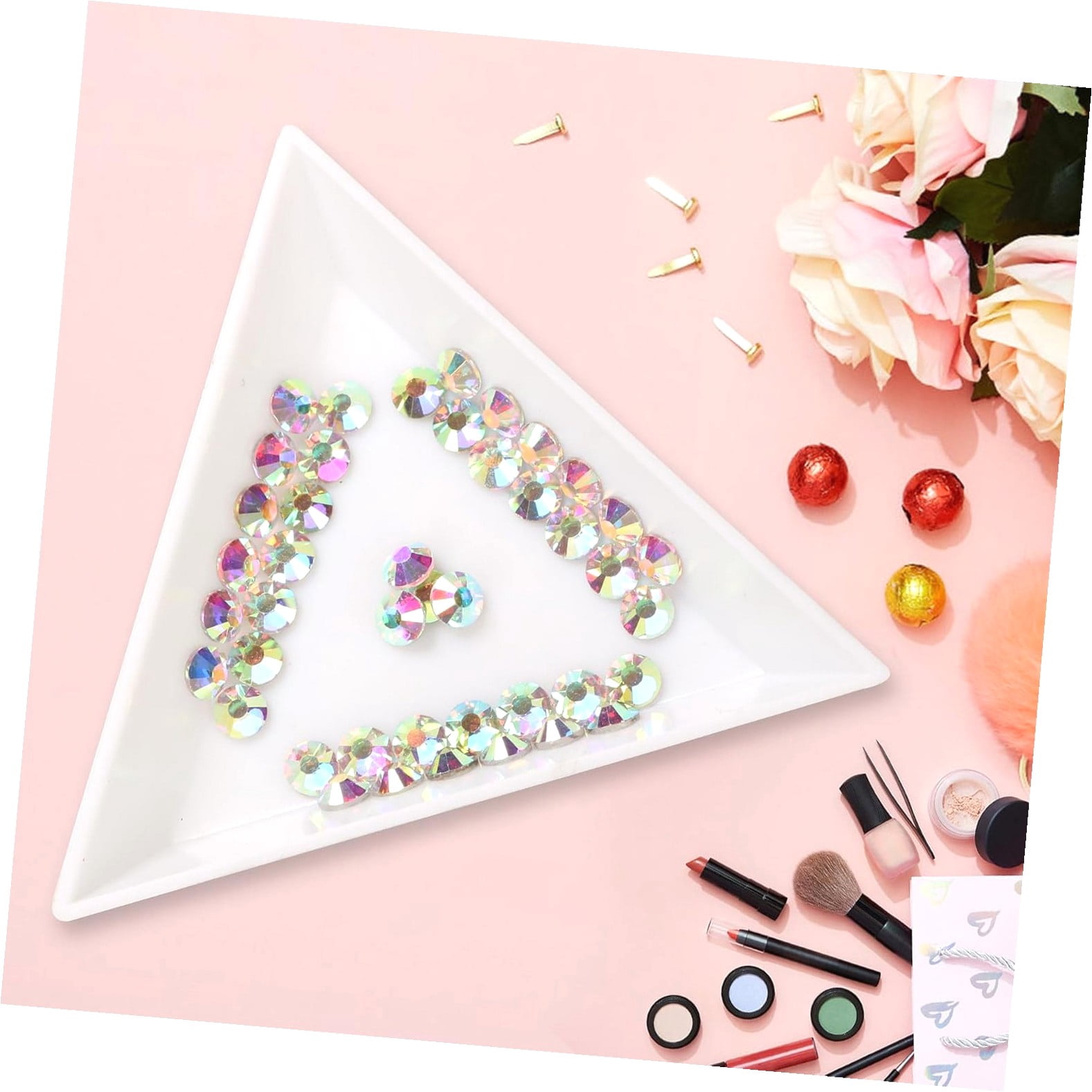 Highcool 1440pcs Glue Fix Flatback Rhinestones Diamantes for Crafting Nail Crafts Decorations Clothes Shoes 4.0mm (ss16, AB)