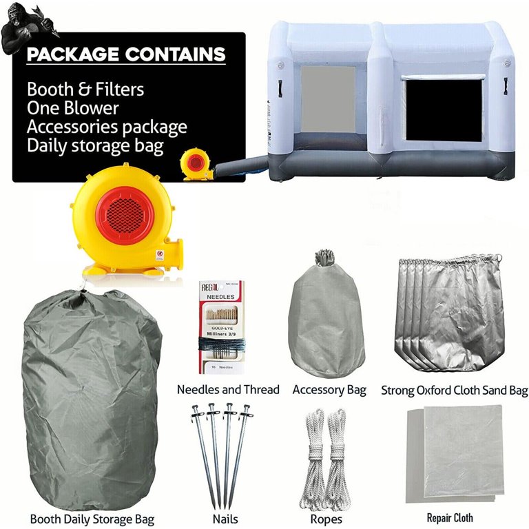 OZIS Inflatable Paint Booth 13X10X8Ft Upgrade Larger Filter System with  950W Blower, Inflatable Paint Spray Booth Larger Space No Tool Room,  Portable