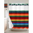 thumbnail image 3 of No Hook Shower Curtain Set with Snap in Liner, Colorful Mexican Stripes Waterproof Bathroom Curtain with See Through Top Window, Watercolor Line Ethnic Style Double Shower Curtains for Bathtub, 3 of 9