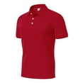 thumbnail image 3 of JIANJIA Polo Shirts For Men Solid Color Lapel Short Sleeve Loose Fashion Breathable Pullover Tops Daily-Wear,Red,L, 3 of 7