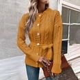 thumbnail image 4 of Cardigan Sweaters for Women Long Sleeve Button Waist Tie Crochet Knitted Sweater Jacket Coat Womens Cardigan Sweaters, 4 of 6