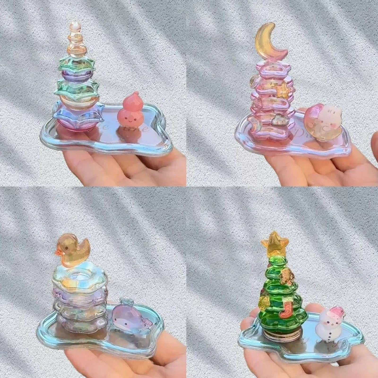 Crystal Stacked 3D Building Stickers, 3D Stackable Stickers, 3DPuffy Cartoon Resin Decorative Sticker Kit, DIY 3DPuffy Sticker Kit for Stress Relief Pass the Time