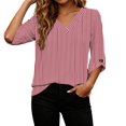 thumbnail image 4 of Qiggri 3/4 Length Sleeve Womens Tops Dressy Casual Blouses V Neck T Shirts Summer Tops Spring Outfits Loose Fit XL, 4 of 7