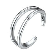 ChicSilver 925 Sterling Silver Toe Rings for Women Hypoallergenic Minimalist Thin Line Open Cuff Toe Ring Band Adjustable