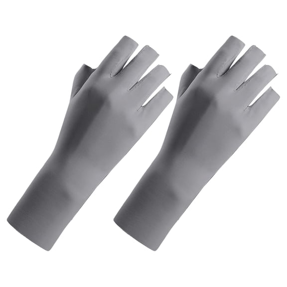 THLKIF 1 Pairs Sun Protection UV Gloves for Women Fingerless Hand UV Protection Glove for Gel Manicures Summer Driving Biking Grey