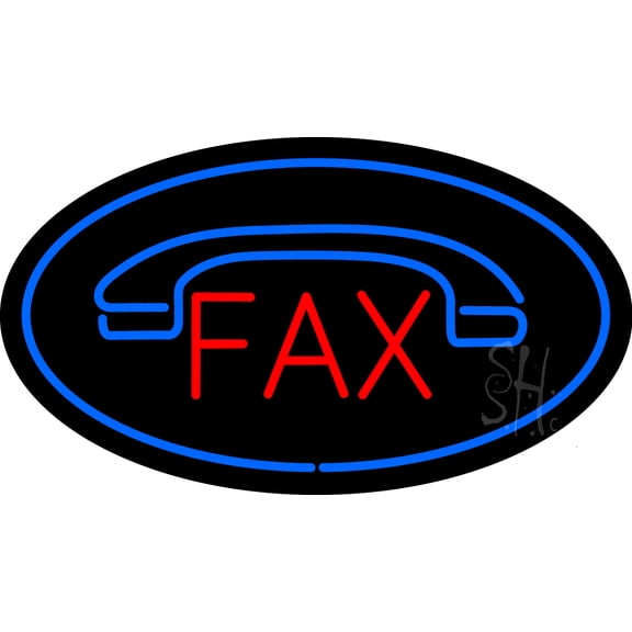 Fax Oval Blue with Logo LED Neon Sign 20 x 37 - inches, Clear Edge Cut Acrylic Backing, with Dimmer - Bright and Premium built indoor LED Neon Sign for Computer & Electronics store decor.