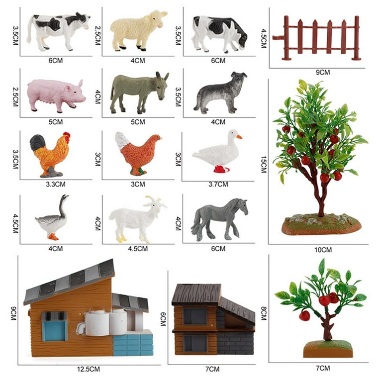 BUYGER Kids Farm Animals Toys for 3 Years Olds, Large and Mini Size Animals  Figurines Set with Assemble Fence, Realistic Plastic Farmyard Toys Gifts  for Kids Toddler Boys Girls : Buy Online