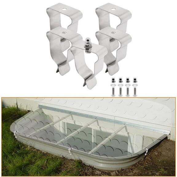 Fancyes 5Pcs Window Well Cover Clips Hardware Kit Easy Installation Install Retaining Clip Spring Clip for Outside Basement Courtyard