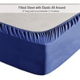 thumbnail image 4 of 4 Piece Bamboo Microfiber Hyacinth Blue Full Sheet Set, Deep Pocket Bed Sheets, 4 of 6