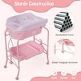 thumbnail image 4 of Babyjoy Changing Table with Bathtub Folding Portable Diaper Station Steel 0-12 Months PP Pink, 4 of 11