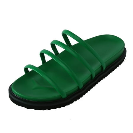 

Slippers for Women Fashion Roman Style Women S Summer Leopard Print Slip On Flat Beach Open Toe Breathable Sandals Slippers Shoes Womens Slippers Artificial Leather Green 41