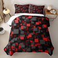 thumbnail image 2 of Homewish 3D Plaid Print Twin Quilt Set,Black Red Twin Coverlet Set,2pcs, 2 of 7