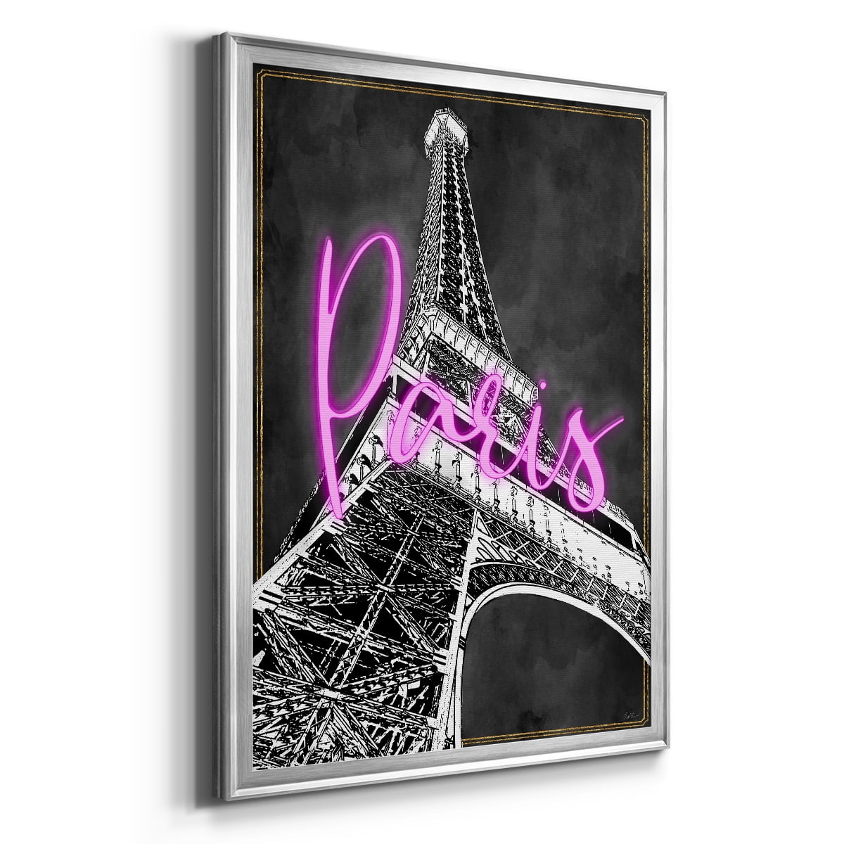 Neon Nights In Paris Premium Classic Framed Print - Ready to Hang