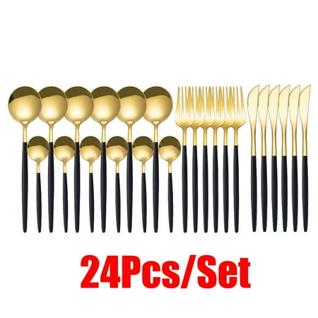 

Stainless Steel Cutlery Set Kitchen Knife Fork Spoon 24PCS