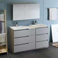 thumbnail image 2 of Fresca Lazzaro 60" Gray Free Standing Double Sink Modern Bathroom Vanity with Medicine Cabinet, 2 of 12