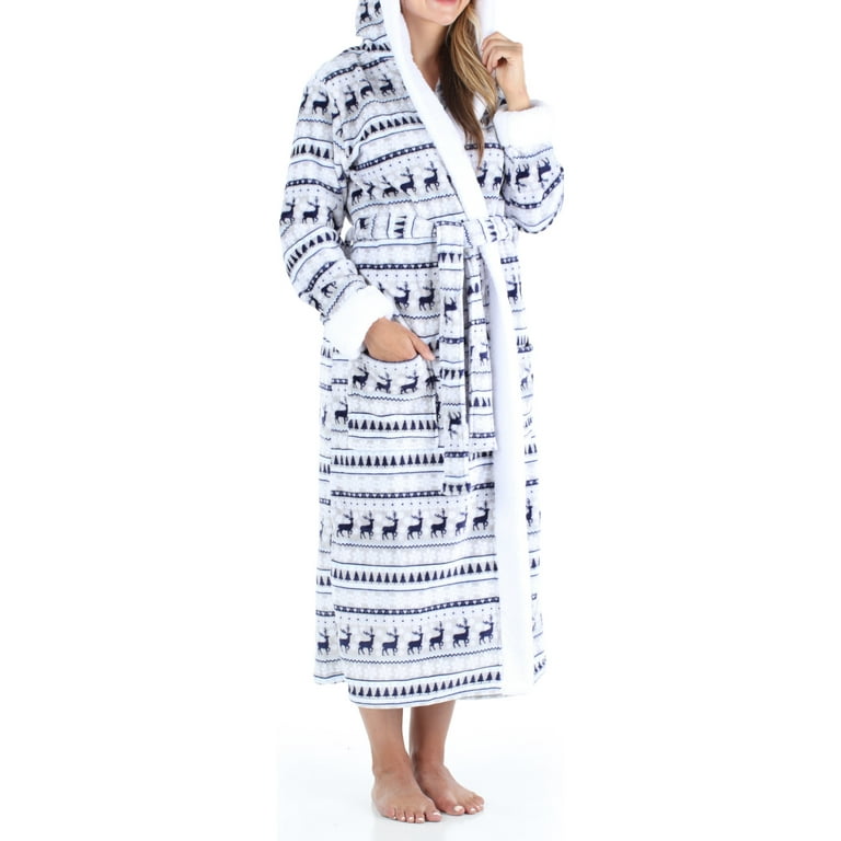 PajamaMania Women s Plush Fleece Long Bathrobes Walmart