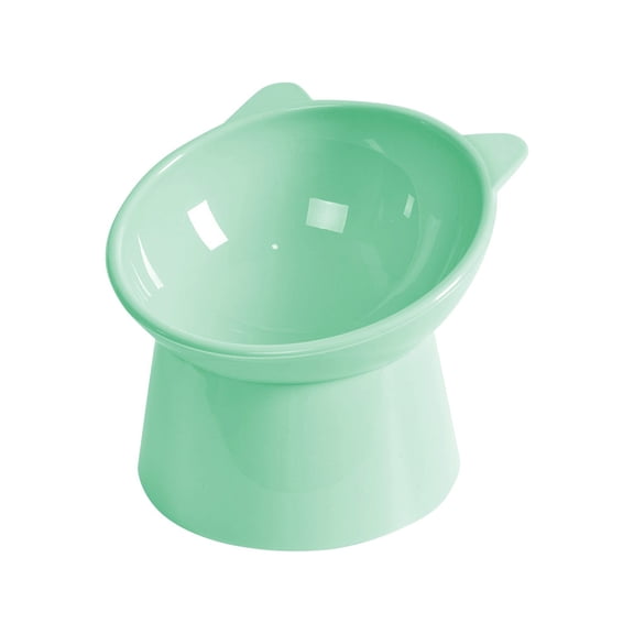 Tilted Raised Posture Cat Food Bowl Neck Protection Anti Vomiting 15 Degree Elevated Slanted Stand Pet Bowls for Cats and Small Dogs(4.5"×5.3",Green)
