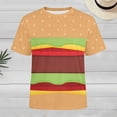 thumbnail image 2 of Bibifish Womens Solid T-Shirts Summer Short Sleeve Crew Neck Playful Full Print Hamburger Layer Graphic Tee Easy Everyday Wear Casual Tops, 2 of 5