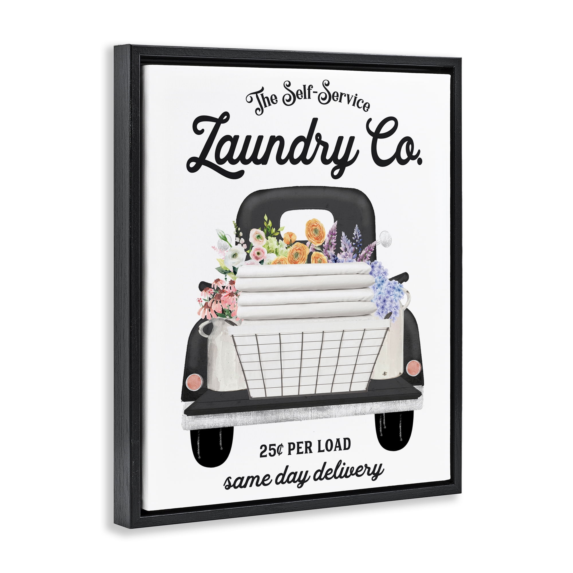 Laundry Service Truck Black Framed Floater Canvas Wall Art, design by Lettered and Lined