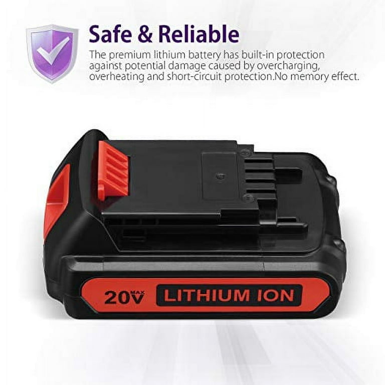 KINGTIANLE 2packs Replace Battery for Black and Decker 20v Max 2500mAh,  LBXR20 Replacement Battery LB20 LBX20 LBX4020 Extended Run Time Cordless  Power Tools Series 
