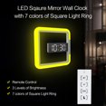 thumbnail image 3 of RGB Sqaure Reloj de pared con espejo Reloj LED hueco Reloj de pared Reloj despertador digi Carevas Reloj de pared, 3 of 7