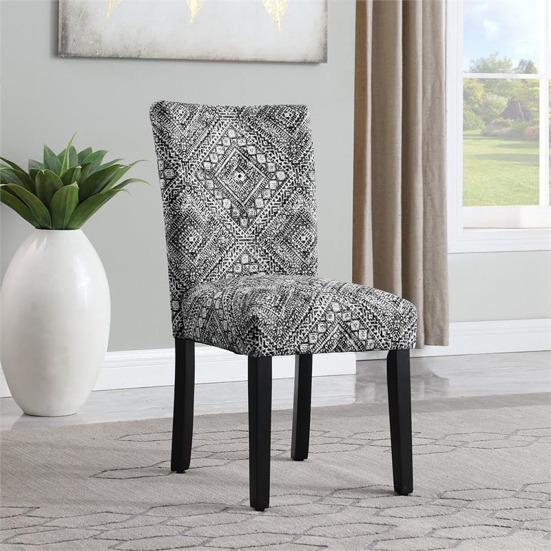 HomePop 20.5 Tribal Pattern Velvet Fabric Dining Chairs in Black Set of 2 Walmart
