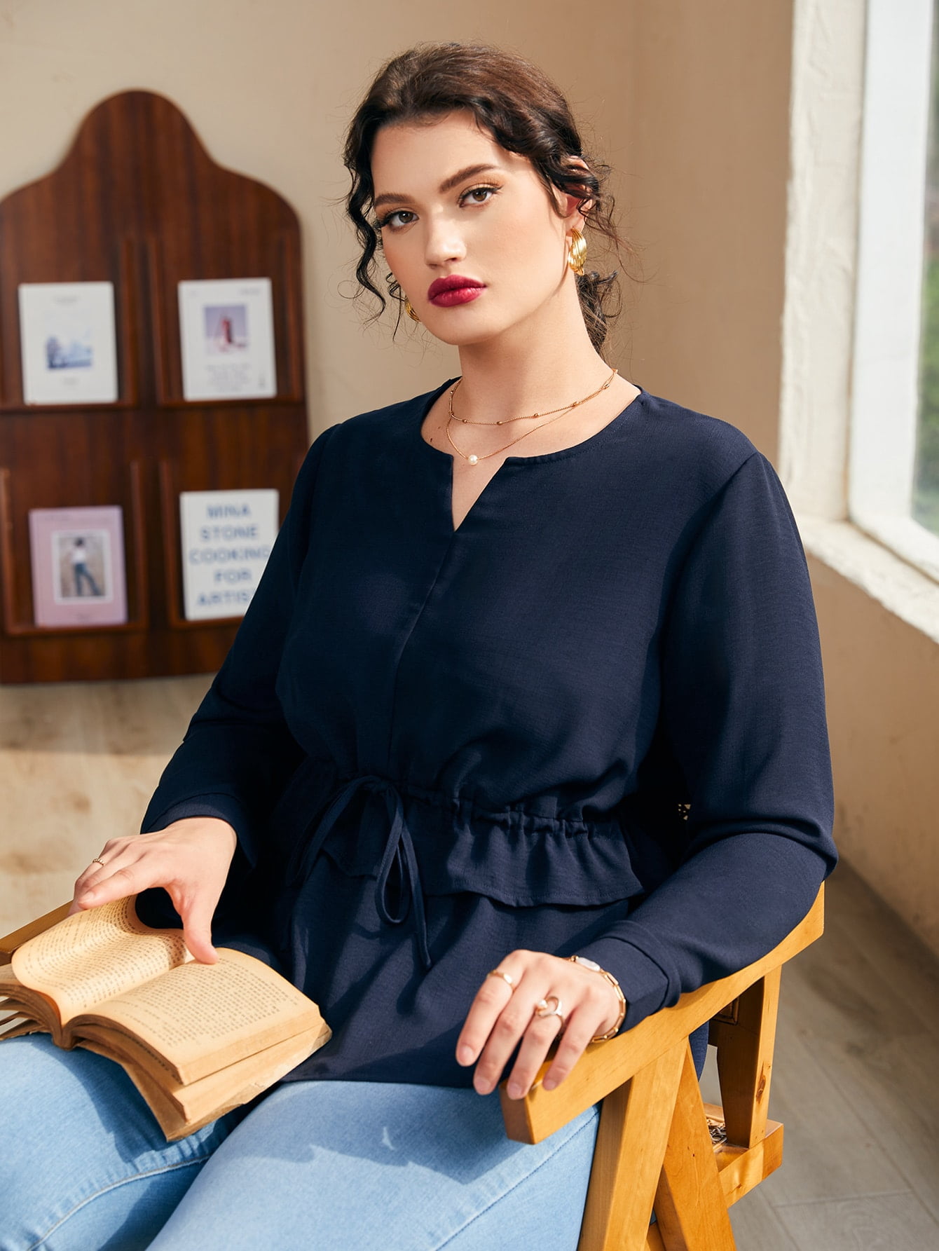 Women's Plus Size Ruffle Detail Knot 