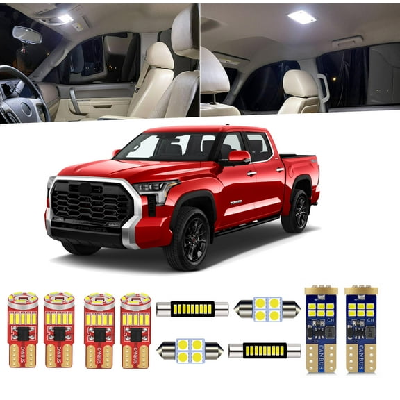 10 Piece Interior LED Lights Kit for Toyota Tundra 2022-2026 Dome Map Vanity Mirror License Plate Light Install Tool
