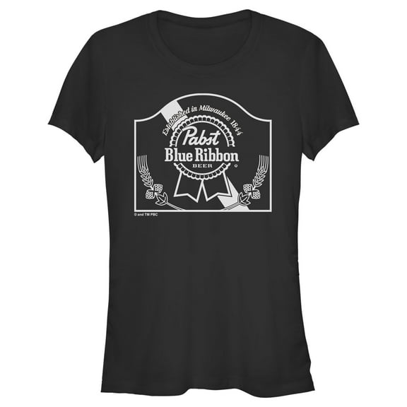 Junior's Pabst Vintage Sign White Logo  Graphic Tee Black X Large