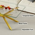 thumbnail image 3 of GZXS 39.37-Inch Clear Tempered Glass Coffee Table with Golden Metal Legs, Modern Rectangular Center Table, for Living Room or Home Decor, Easy Assembly, 3 of 7