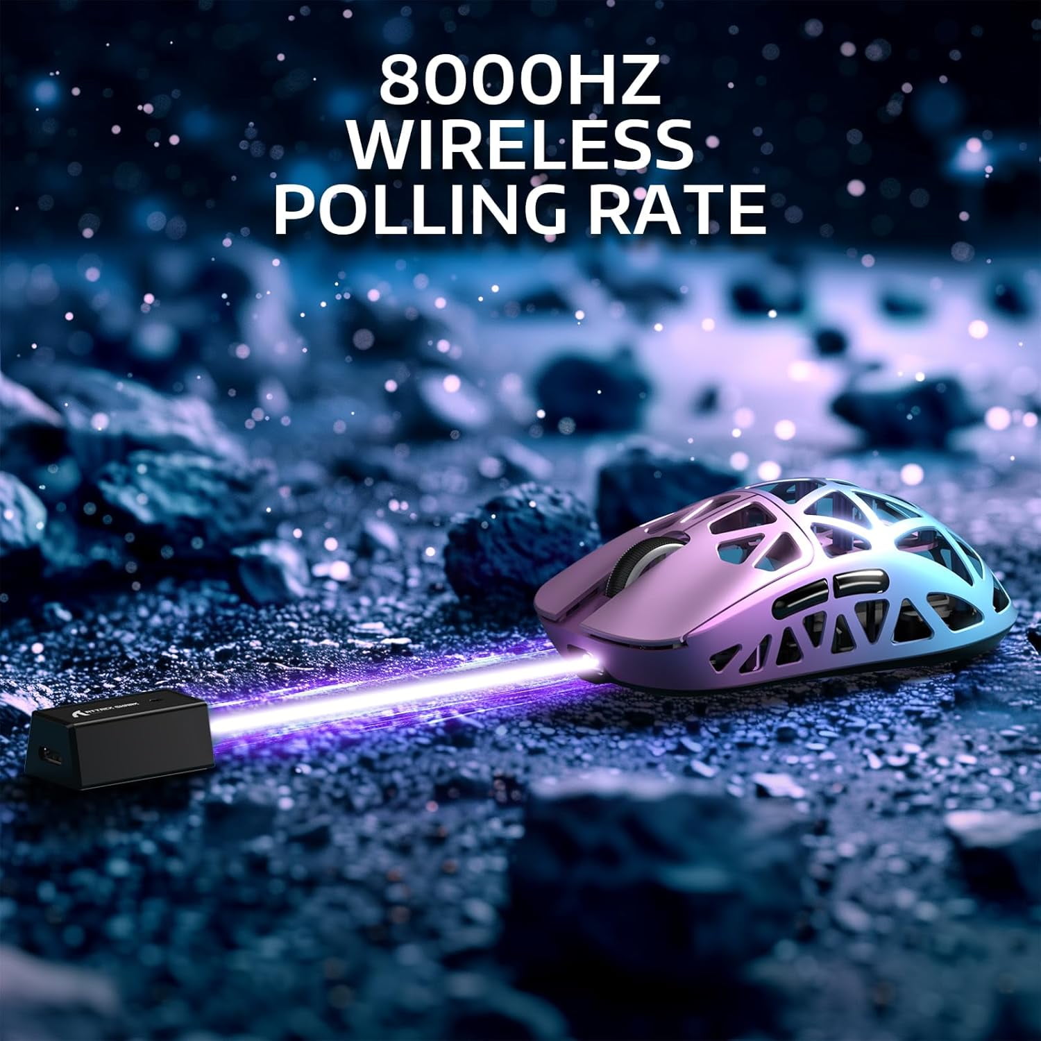 ATTACK SHARK R2 Wireless 8K Magnesium Alloy Mouse, PixArt PAW3950 Gaming Sensor, 48g SUPERLIGHT Mouse, BT/2.4G/Wired Gaming Mouse, Adjustable DPI 42000, Office Mice for Win11/Xbox/PS/Mac -Purple
