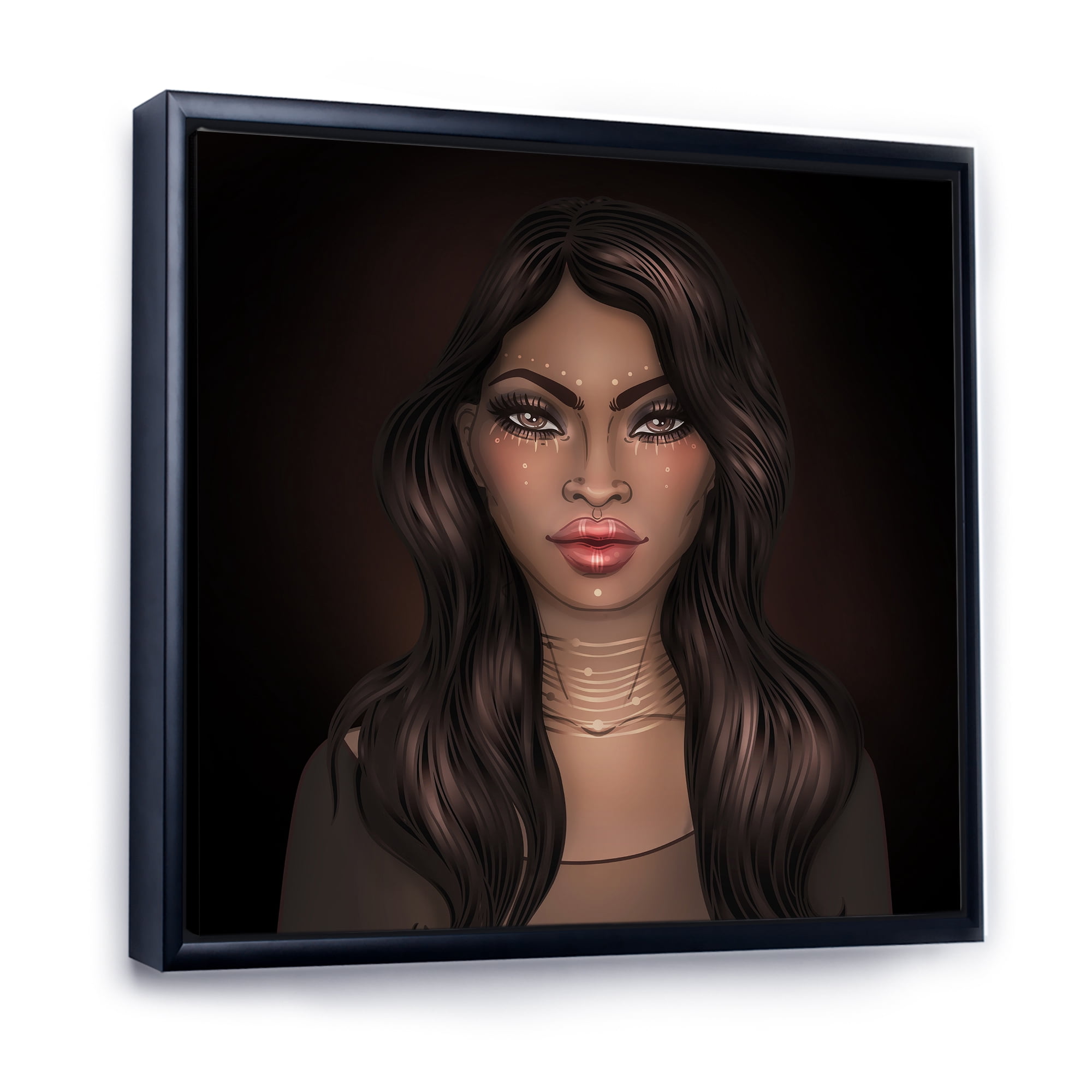 Designart 'Portrait of Afro American Woman IV' Modern Framed Canvas Wall Art Print