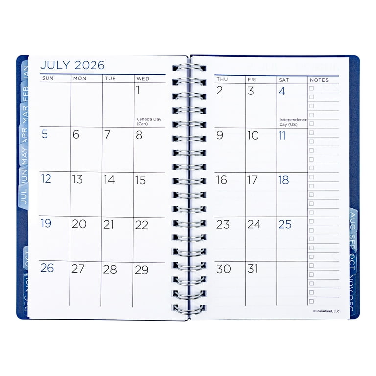 See it Bigger Monthly Weekly Planner Small (3.75″X 6.26″) Blue Solid 15-month Oct 2025-Dec 2026 Soft Cover Spiral Bound