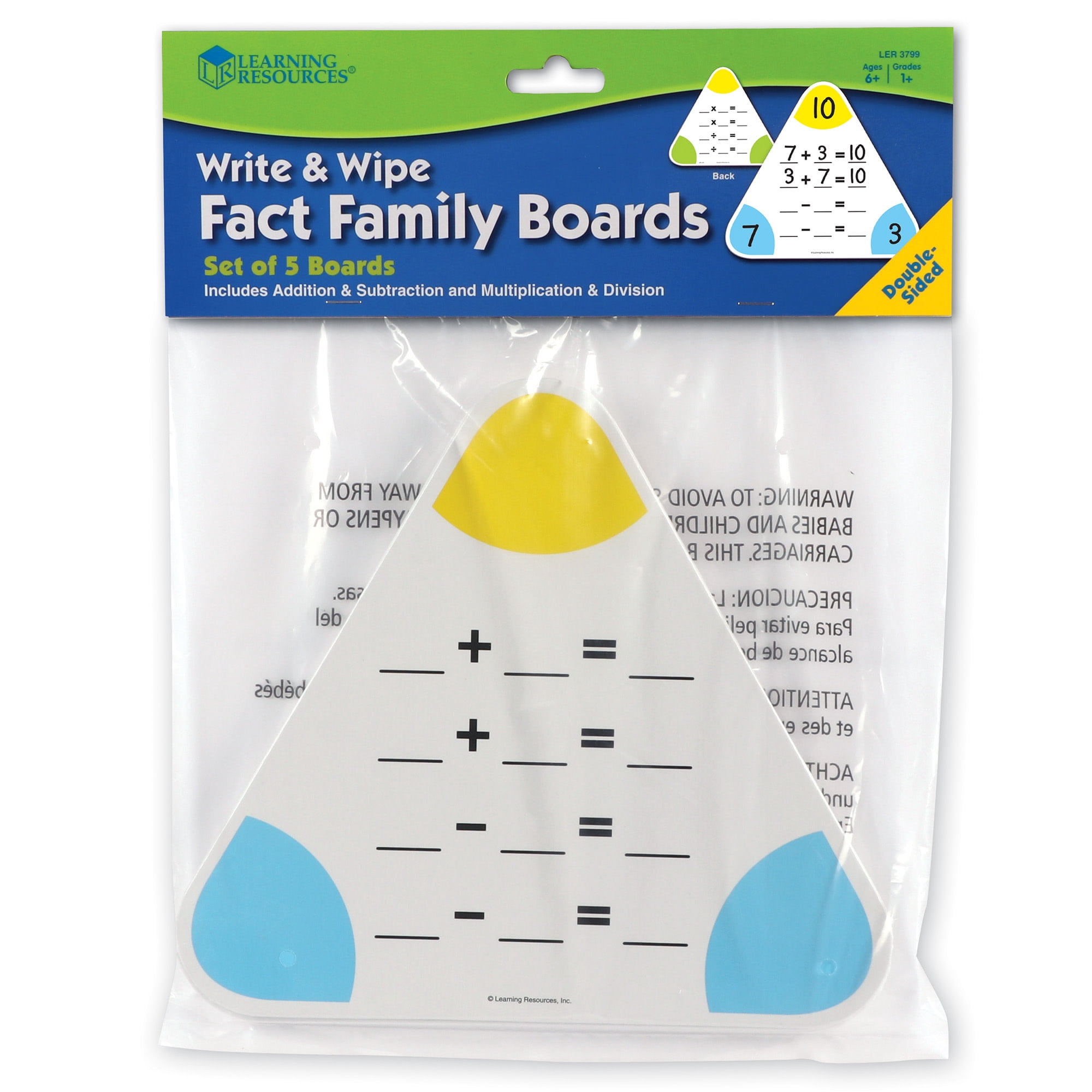 Learning Resources Write & Wipe Fact Family Boards, Classroom Supplies, Ages 6+