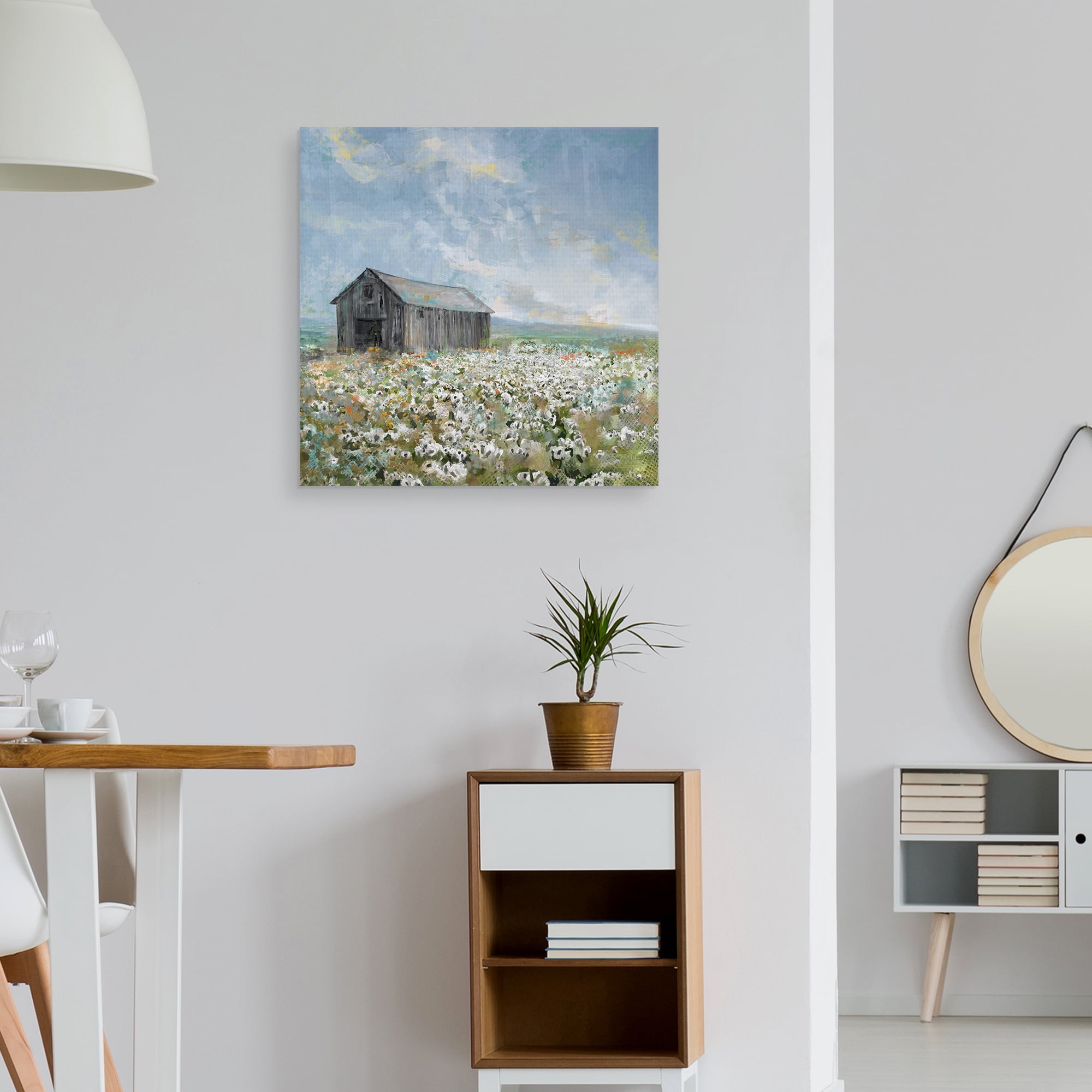 Barn with White Poppies by Studio Arts Canvas Art Print