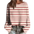 thumbnail image 2 of asdoklhq Christmas Womens Sweatshirt Women's Christmas Printed Casual Round Neck Long Sleeve Pullover Sweater Knit Pullover 2025 Fall Fashion Graphic Crochet Tops Hippie Clothes Beige S, 2 of 6