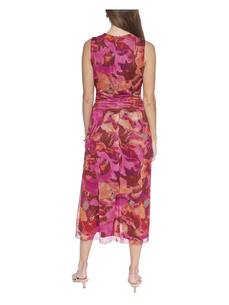 halston midi dress Halston Women's Boat Neck Sleeveless Pleated Midi Dress - BEIGE KHAKI