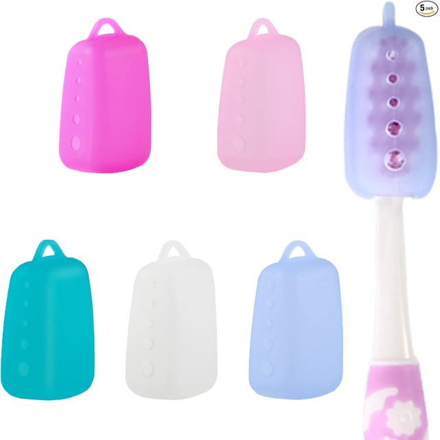 WeiHuan toy store Funda para cabezal de cepillo de dientes eléctrico, paquete de 5 tapas para cepillos de dientes para viajes, funda protectora de silicona para cepillo de dientes portátil para el hog