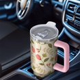 thumbnail image 6 of Floral 40oz Tumbler– Stainless Steel Insulated Tumbler with Handle and Straw, Large Capacity Travel Cup for Hot & Cold Drinks,Thanksgiving,Christmas, Spring,Flower, 6 of 6