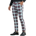 thumbnail image 5 of INSPIRE CHIC Plaid Printed Trousers for Men's Color Block Regular Fit Checked Dress Pants, 5 of 6
