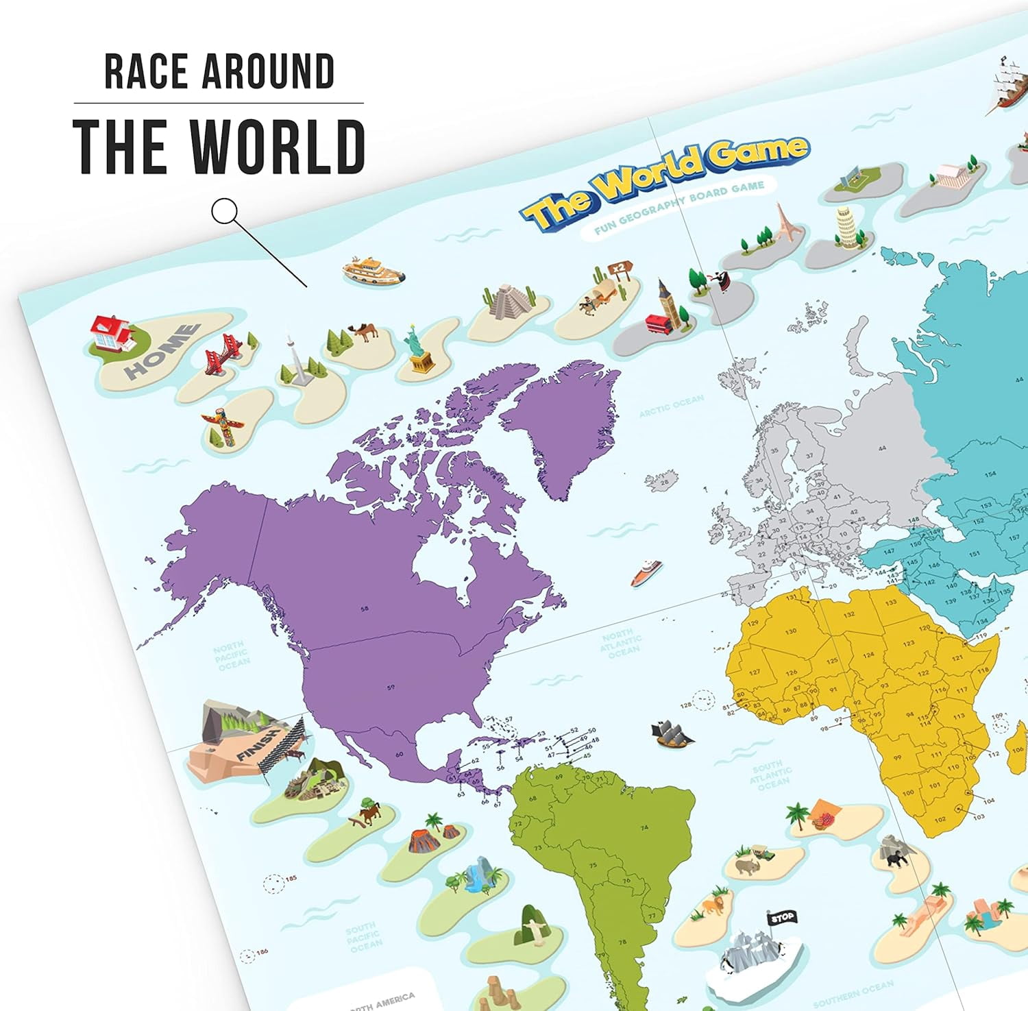 The World Game - Fun Geography Board Game - Educational Game for Kids & Adults, 2-5 players