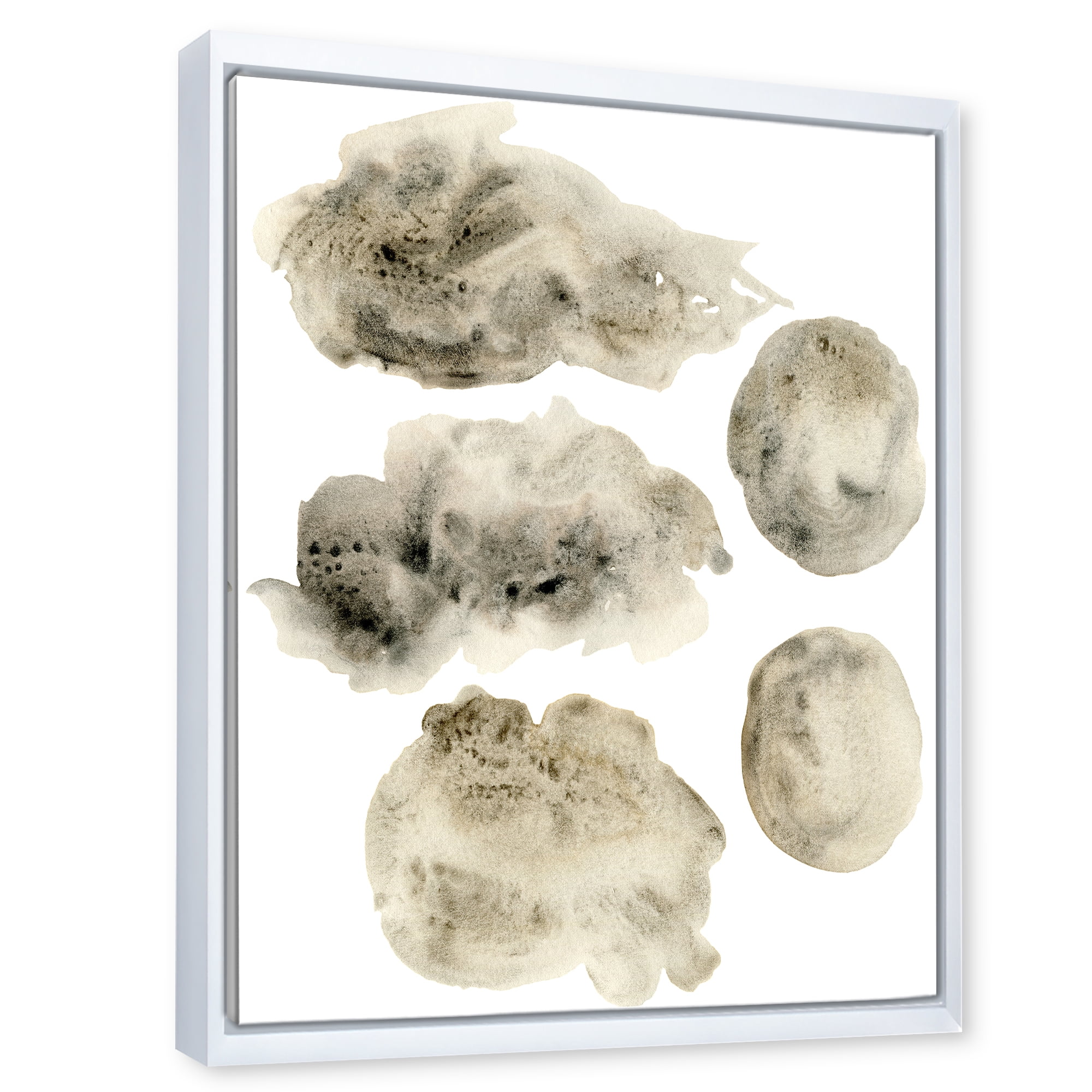 Golden Beige and Grey Clouds II 30 in x 40 in Framed Painting Canvas Art Print, by Designart