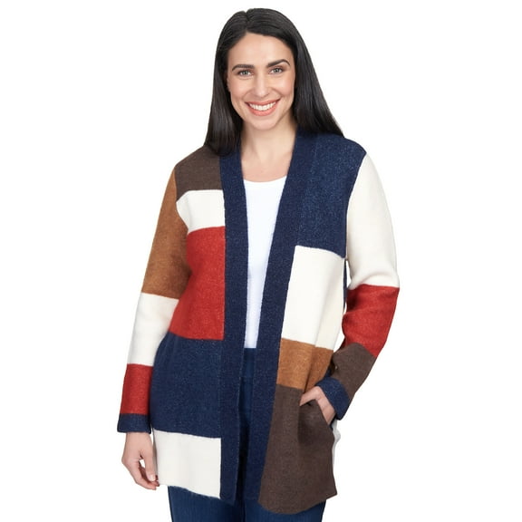 Alfred Dunner Womens Autumn Colorblock Cardigan