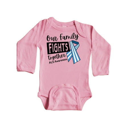 

Inktastic Our Family Fights Together ALS Awareness Gift Baby Boy or Baby Girl Long Sleeve Bodysuit